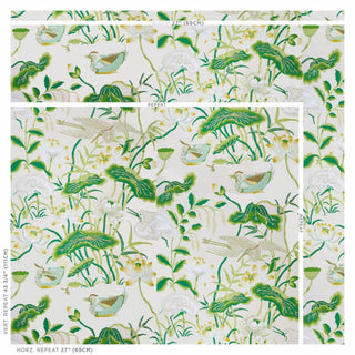 5008433 Schumacher Lotus Garden Unpasted Wallpaper Scale at Say Decor