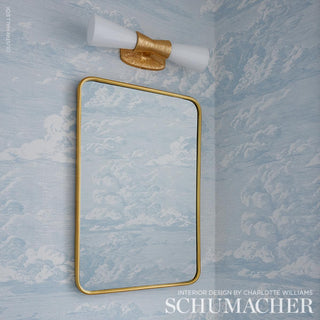5009132 Schumacher Cloud Toile Unpasted Wallpaper Bathroom at Say Decor