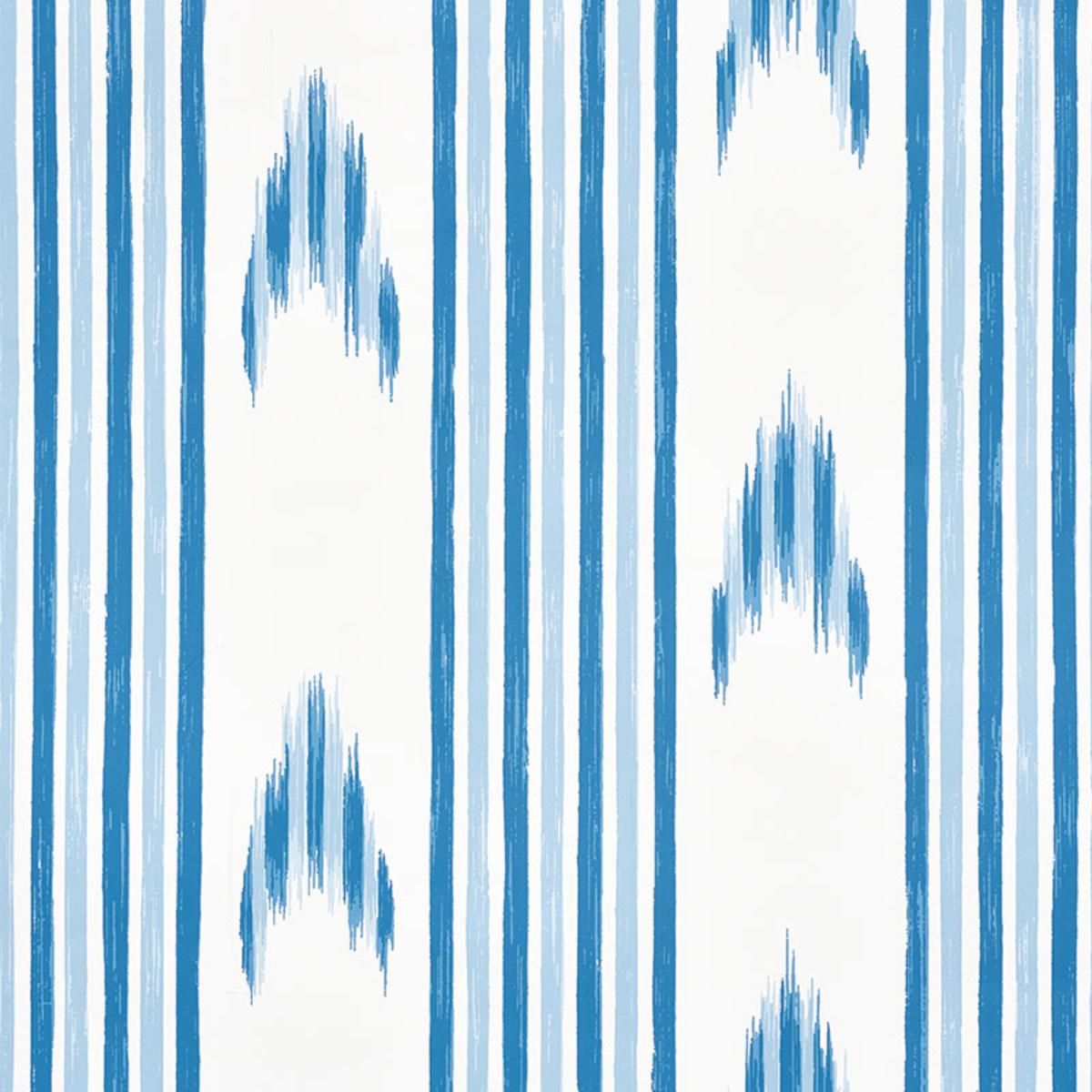 5009220 Schumacher Indigo Santa Barbara Ikat Striped Unpasted Wallpaper Detail at Say Decor