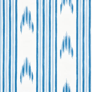 5009220 Schumacher Indigo Santa Barbara Ikat Striped Unpasted Wallpaper Detail at Say Decor