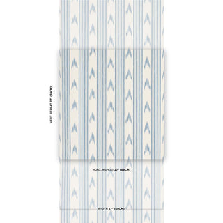 5009223 Schumacher China Blue Santa Barbara Ikat Striped Unpasted Wallpaper Scale at Say Decor