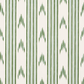 5009224 Schumacher Leaf Green Santa Barbara Ikat Striped Unpasted Wallpaper at Say Decor