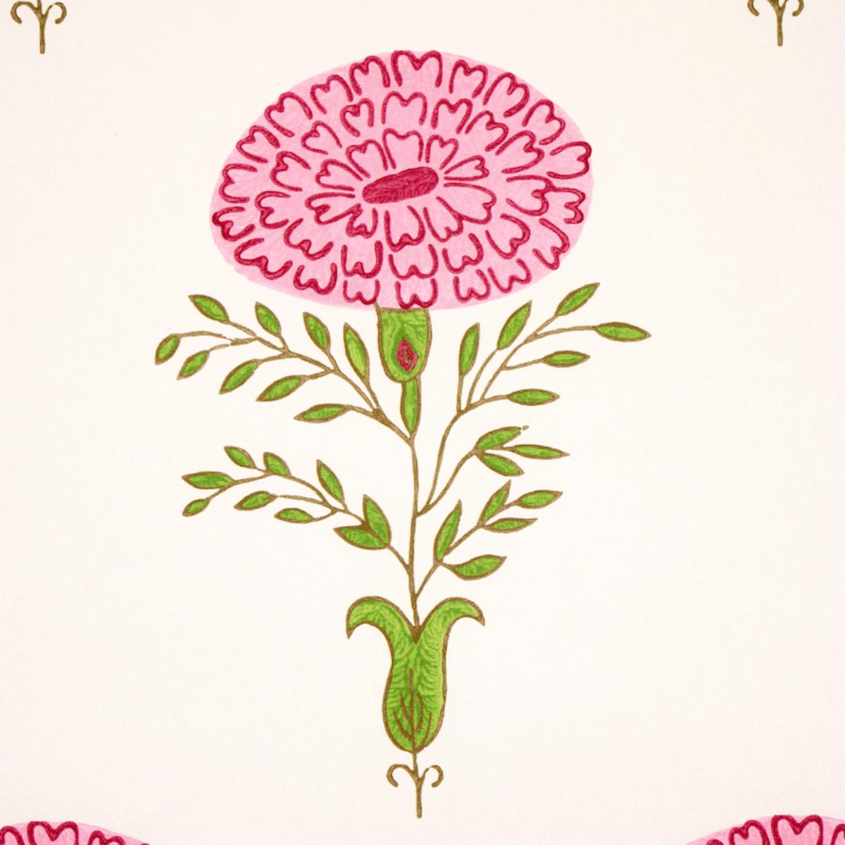 5012070 Pink Schumacher Marigold Floral Unpasted Wallpaper Detail at Say Decor