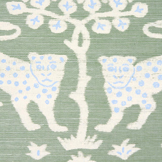 5012300 Schumacher Woodland Leopard Sisal Grasscloth Unpasted Wallpaper Detail from Say Decor