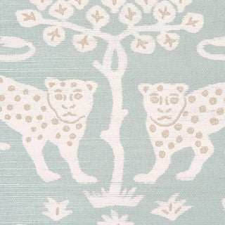 5012301 Schumacher Woodland Leopard Sisal Grasscloth Unpasted Wallpaper Detail from Say Decor