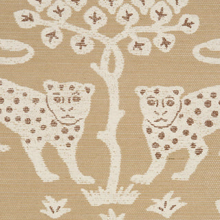 5012303 Schumacher Woodland Leopard Sisal Grasscloth Unpasted Wallpaper Detail from Say Decor