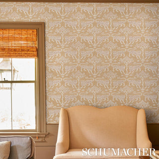 5012303 Schumacher Woodland Leopard Sisal Grasscloth Unpasted Wallpaper Living Room from Say Decor