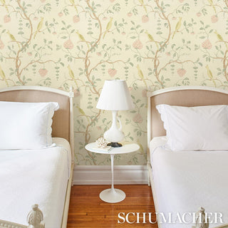 5013700 Schumacher Wisteria Chinoiserie Sisal Grasscloth Unpasted Wallpaper bedroom at Say Decor