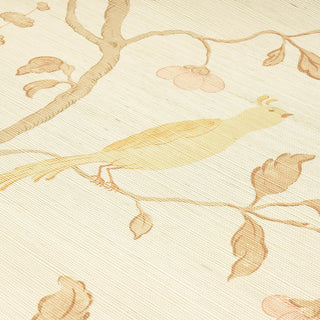5013701 Schumacher Wisteria Chinoiserie Sisal Grasscloth Unpasted Wallpaper Detail at Say Decor