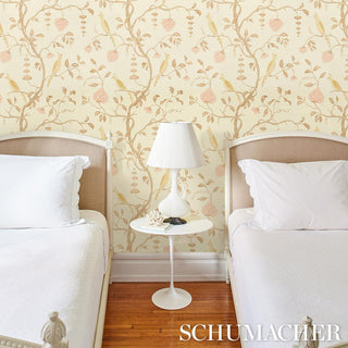 5013701 Schumacher Wisteria Chinoiserie Sisal Grasscloth Unpasted Wallpaper Bedroom at Say Decor