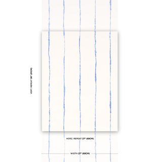 5014870 Schumacher x Backdrop Cornflower Ephemera Striped Unpasted Wallpaper Scale at Say Decor