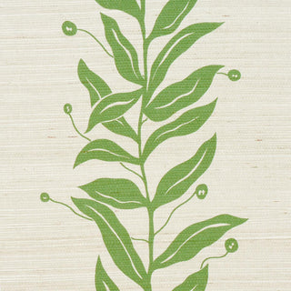 5015560 Schumacher Tendril Stripe Sisal Grasscloth Unpasted Wallpaper detail at Say Decor