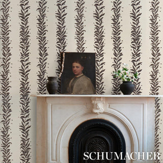5015562 Schumacher Tendril Stripe Sisal Grasscloth Unpasted Wallpaper fireplace at Say Decor