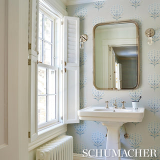 5016341 Schumacher Aurelia Floral Unpasted Wallpaper Bathroom at Say Decor