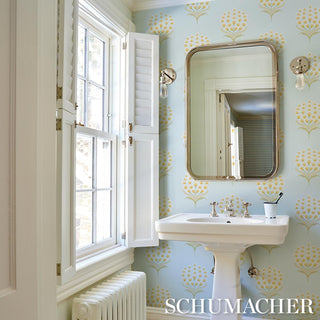 5016342 Schumacher Aurelia Floral Unpasted Wallpaper Bathroom at Say Decor