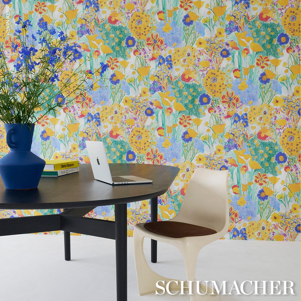 5016420 Schumacher Frank's Garden Floral Unpasted Wallpaper Dining Room at Say Decor