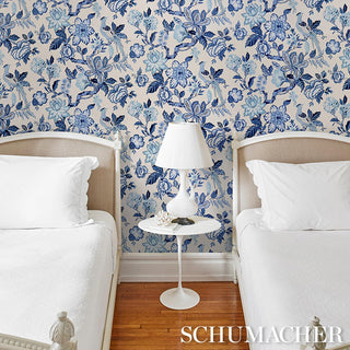 5016660 Schumacher Huntington Gardens Chinoiserie Unpasted Wallpaper Bedroom from Say Decor