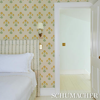 5016670 Schumacher Saranda Flower Sisal Grasscloth Unpasted Wallpaper Bedroom from Say Decor