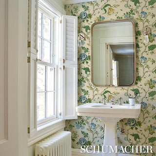 5016680 Schumacher Josephine Jacobean Sisal Grasscloth Unpasted Wallpaper Bathroom at Say Decor
