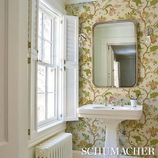 5016681 Schumacher Josephine Jacobean Sisal Grasscloth Unpasted Wallpaper Bathroom at Say Decor