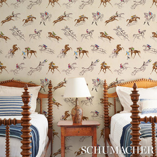 Schumacher x Backdrop Tanbark Multi Horse Unpasted Wallpaper
