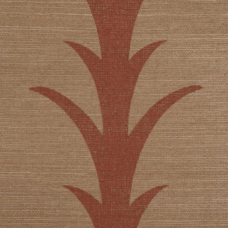 5017651 Schumacher Mocha Acanthus Stripe Sisal Grasscloth Unpasted Wallpaper Detail from Say Decor