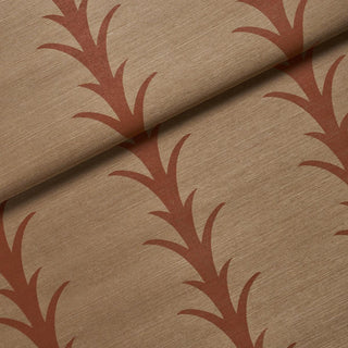 5017651 Schumacher Mocha Acanthus Stripe Sisal Grasscloth Unpasted Wallpaper Roll from Say Decor