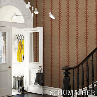 5017651 Schumacher Mocha Acanthus Stripe Sisal Grasscloth Unpasted Wallpaper Entryway from Say Decor