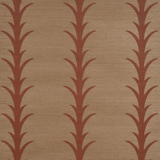 5017651 Schumacher Mocha Acanthus Stripe Sisal Grasscloth Unpasted Wallpaper from Say Decor