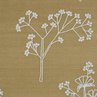 5017910 Schumacher Lisbeth Embroidered Sisal Unpasted Wallpaper Floral at Say Decor