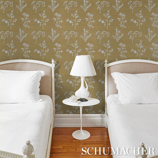 5017910 Schumacher Lisbeth Embroidered Sisal Unpasted Wallpaper Bedroom at Say Decor