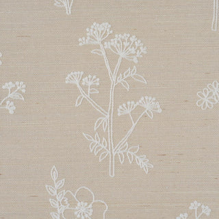 5017912 Schumacher Lisbeth Embroidered Sisal Unpasted Wallpaper Flower at Say Decor