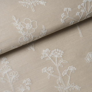5017912 Schumacher Lisbeth Embroidered Sisal Unpasted Wallpaper Roll at Say Decor