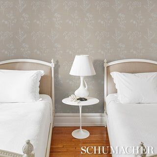 5017912 Schumacher Lisbeth Embroidered Sisal Unpasted Wallpaper Bedroom at Say Decor