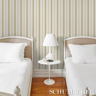 5018191 Schumacher Coco Stripe Unpasted Wallpaper bedroom at Say Decor