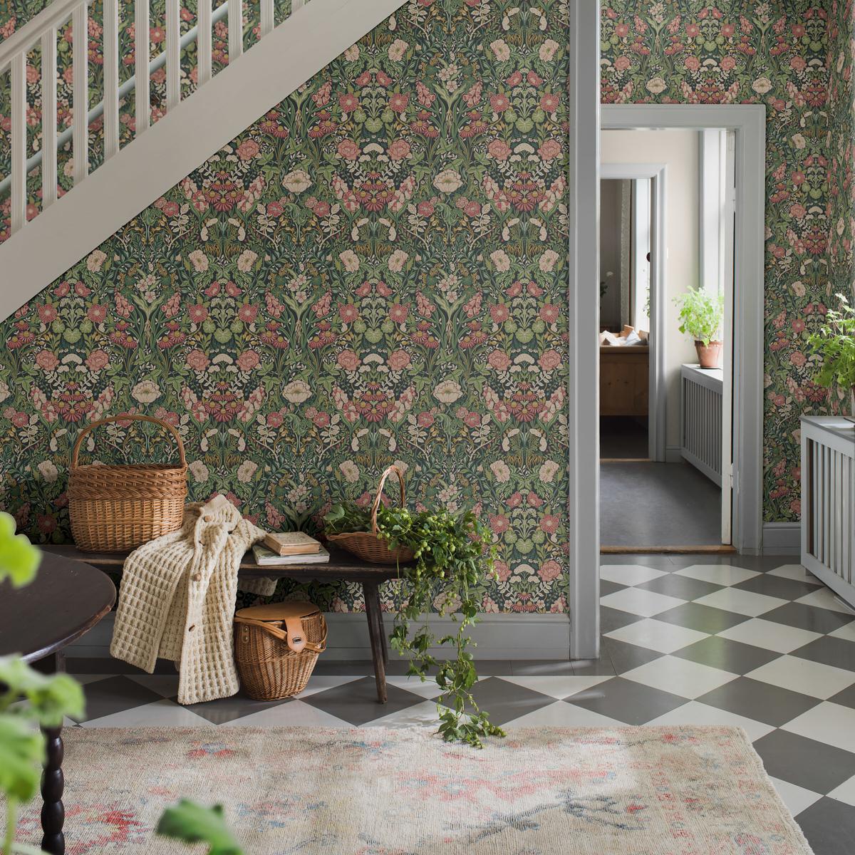 5721 Boråstapeter Örtagård Floral Unpasted Wallpaper Entryway from Say Decor
