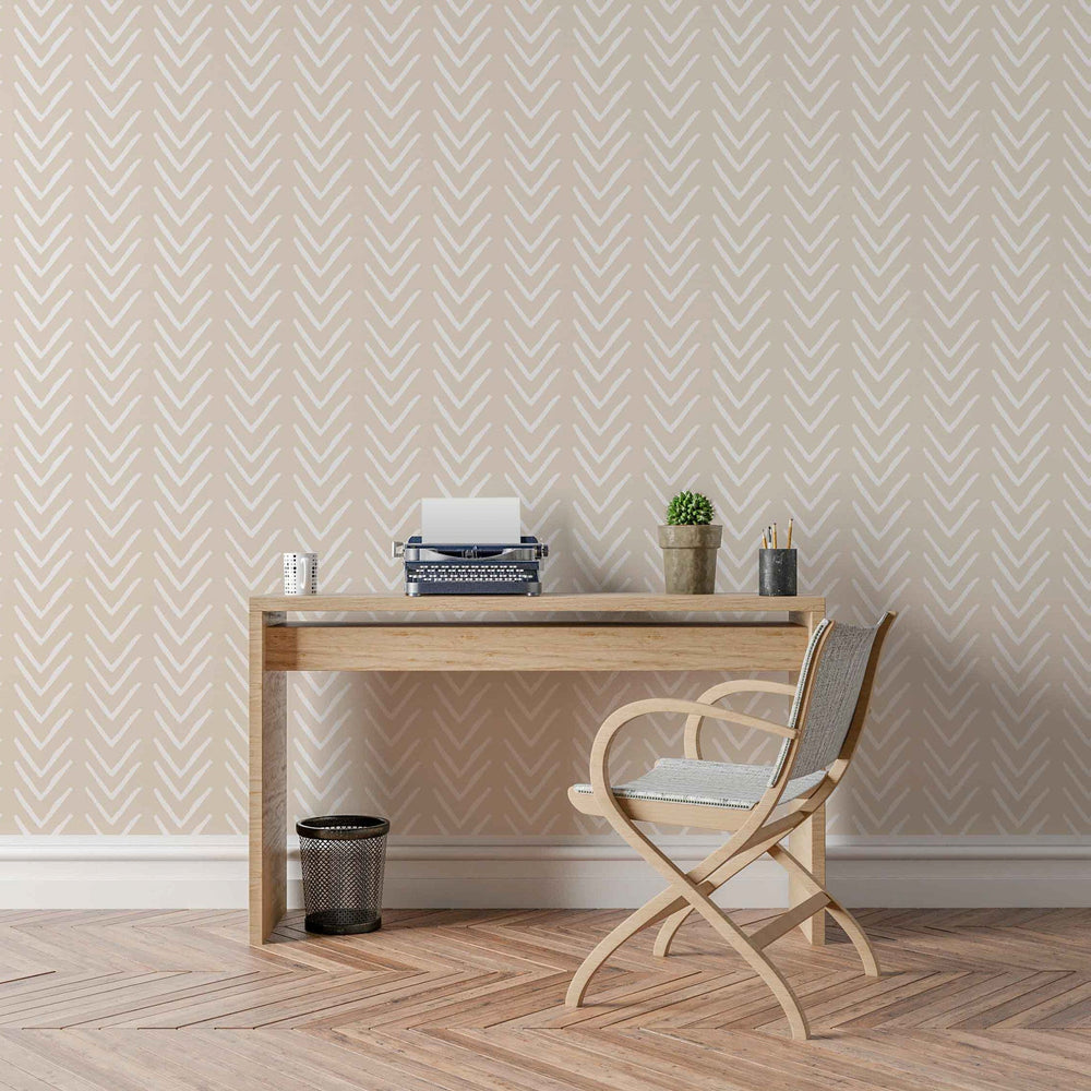 chevron peel and stick wallpaper office from Loomwell Home Goods