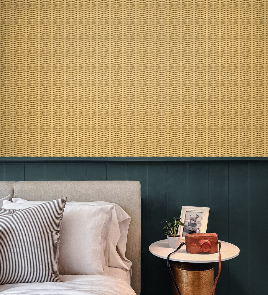 802940WR Bali Basket peel and stick wallpaper bedroom from Tommy Bahama Home