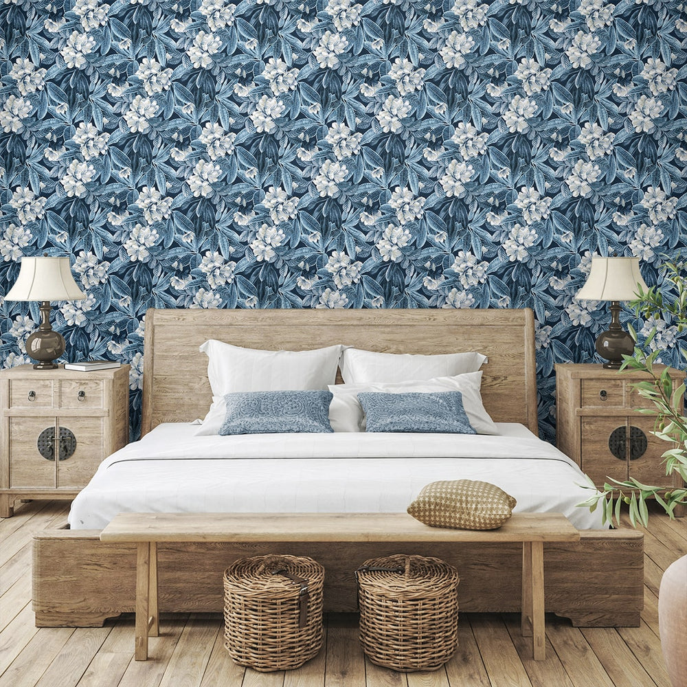 802970WR Darwin Floral peel and stick wallpaper bedroom from Tommy Bahama