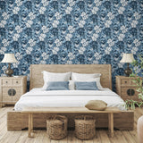 802970WR Darwin Floral peel and stick wallpaper bedroom from Tommy Bahama