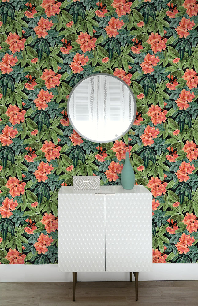 802971WR Darwin Floral peel and stick wallpaper entryway from Tommy Bahama