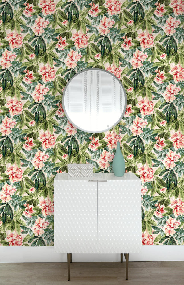 802972WR Darwin Floral peel and stick wallpaper entryway from Tommy Bahama