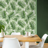 802980WR palm leaf peel and stick wallpaper dining room from Tommy Bahama