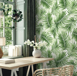 802980WR palm leaf peel and stick wallpaper office from Tommy Bahama