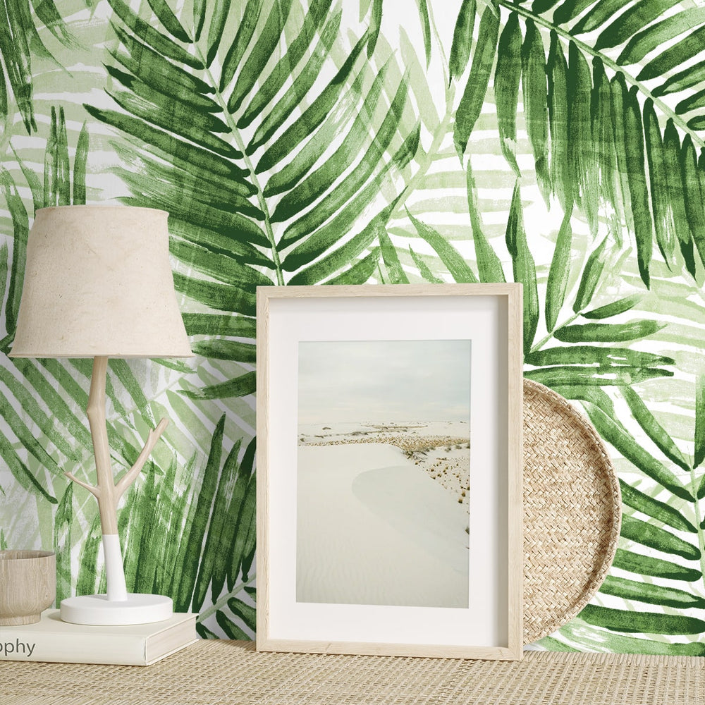 
                  
                    802980WR palm leaf peel and stick wallpaper accent from Tommy Bahama
                  
                