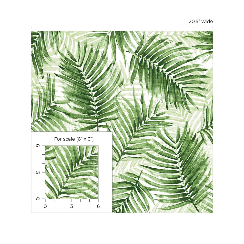 802980WR palm leaf peel and stick wallpaper scale from Tommy Bahama