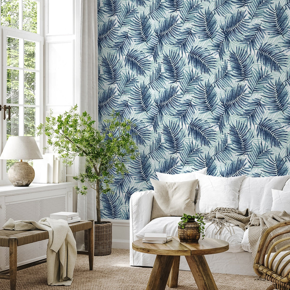 
                  
                    802981WR palm leaf peel and stick wallpaper living room from Tommy Bahama
                  
                