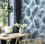 802981WR palm leaf peel and stick wallpaper office from Tommy Bahama