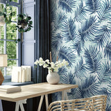 802981WR palm leaf peel and stick wallpaper office from Tommy Bahama