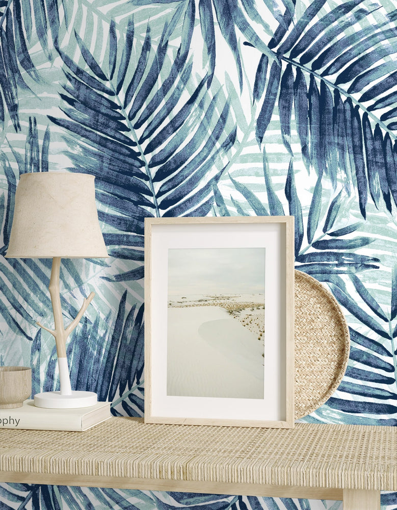 802981WR palm leaf peel and stick wallpaper accent from Tommy Bahama